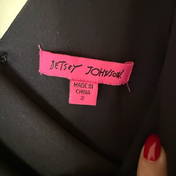 Betsey Johnson Black Tulip Hem Dress Faux Wrap Cocktail - Picture 9 of 14